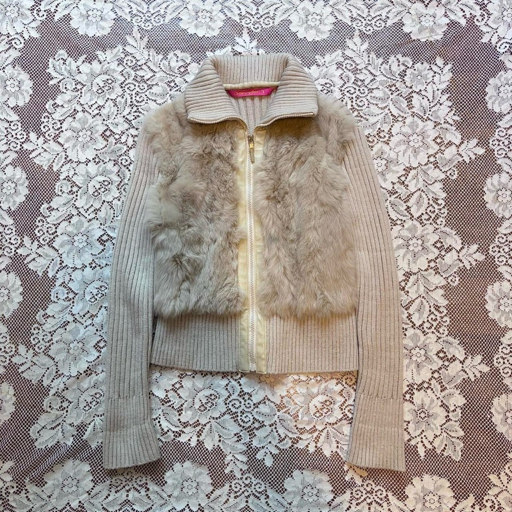 Beige Fur Ribbed Jacket